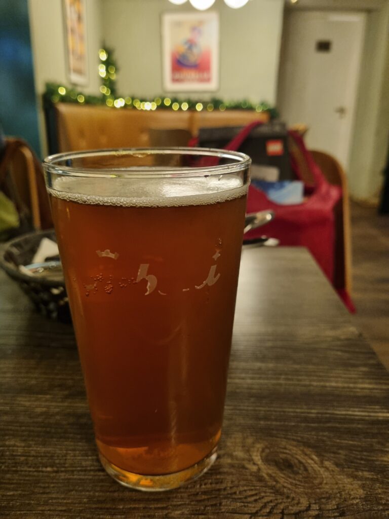 Bjórglas á veitingastað í Kaupmannahöfn.